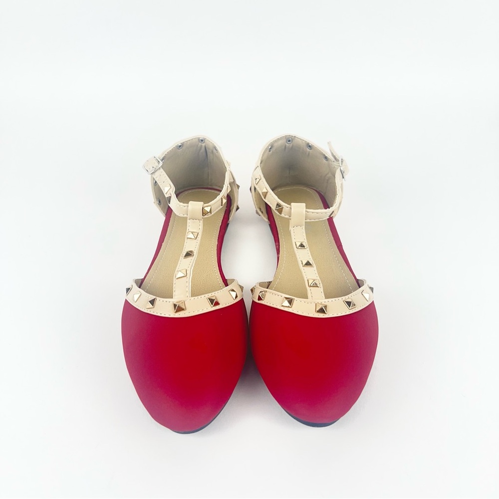 Red and Cream Studded Flats